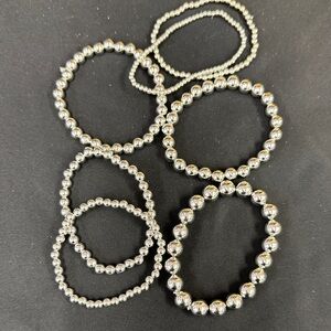 Elegant Silver colored Beaded Bracelet Set 7 total bracelets all new